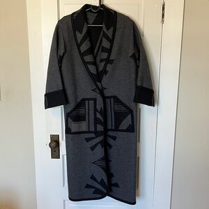 Stunning reversible Gray and Black Long Wool Pendleton style Coat